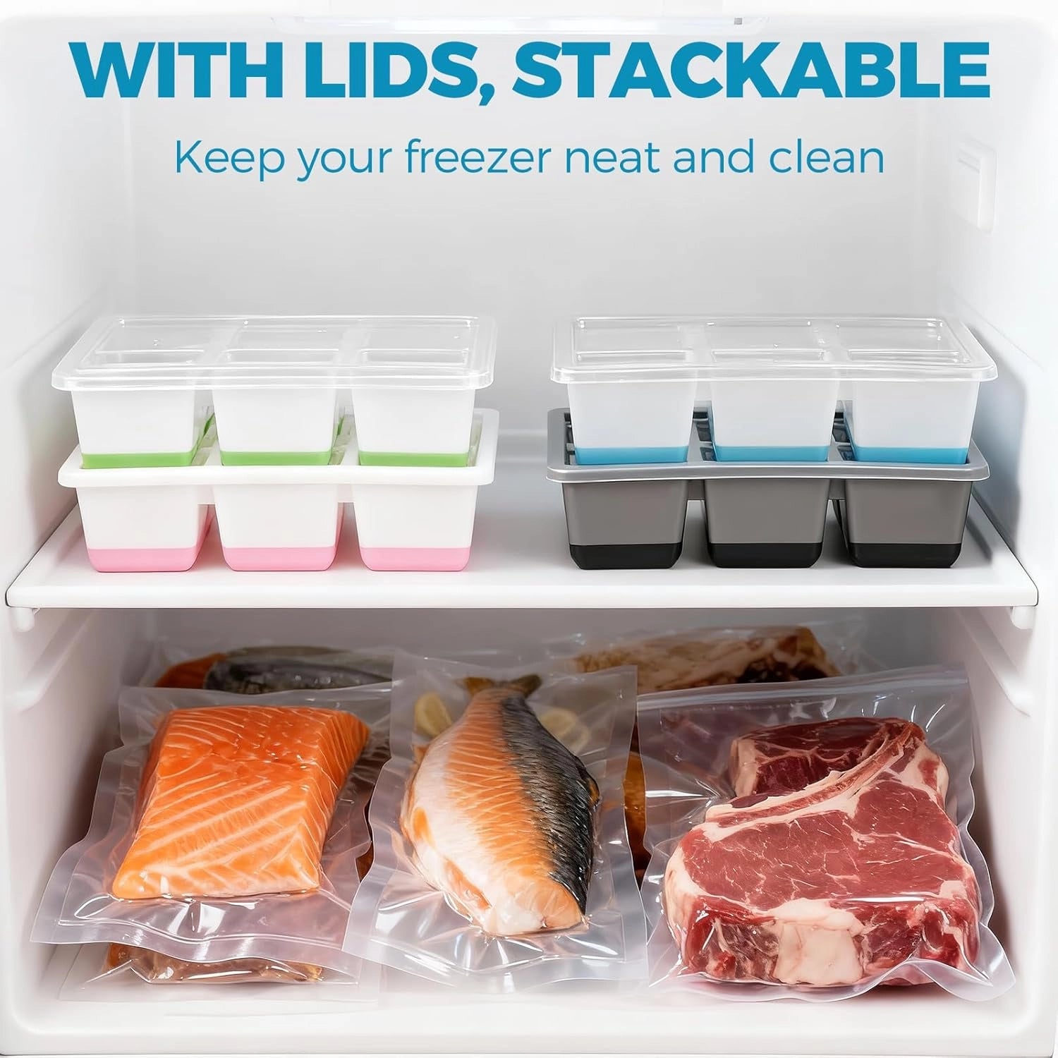 Large Ice Cube Trays (2-Pack) – Easy-Release 2.4″ Silicone Whiskey Ice Molds with Lid