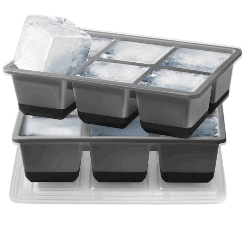 Large Ice Cube Trays (2-Pack) – Easy-Release 2.4″ Silicone Whiskey Ice Molds with Lid