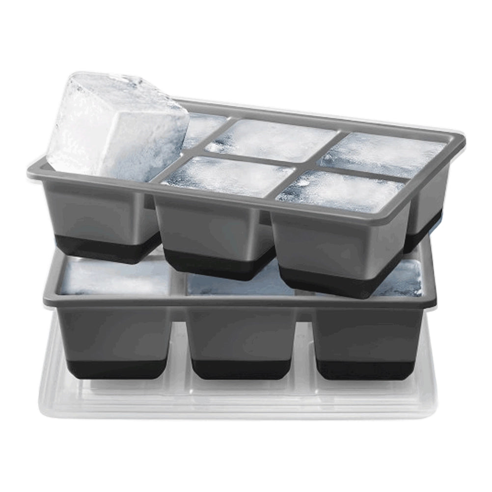 Large Ice Cube Trays (2-Pack) – Easy-Release 2.4″ Silicone Whiskey Ice Molds with Lid