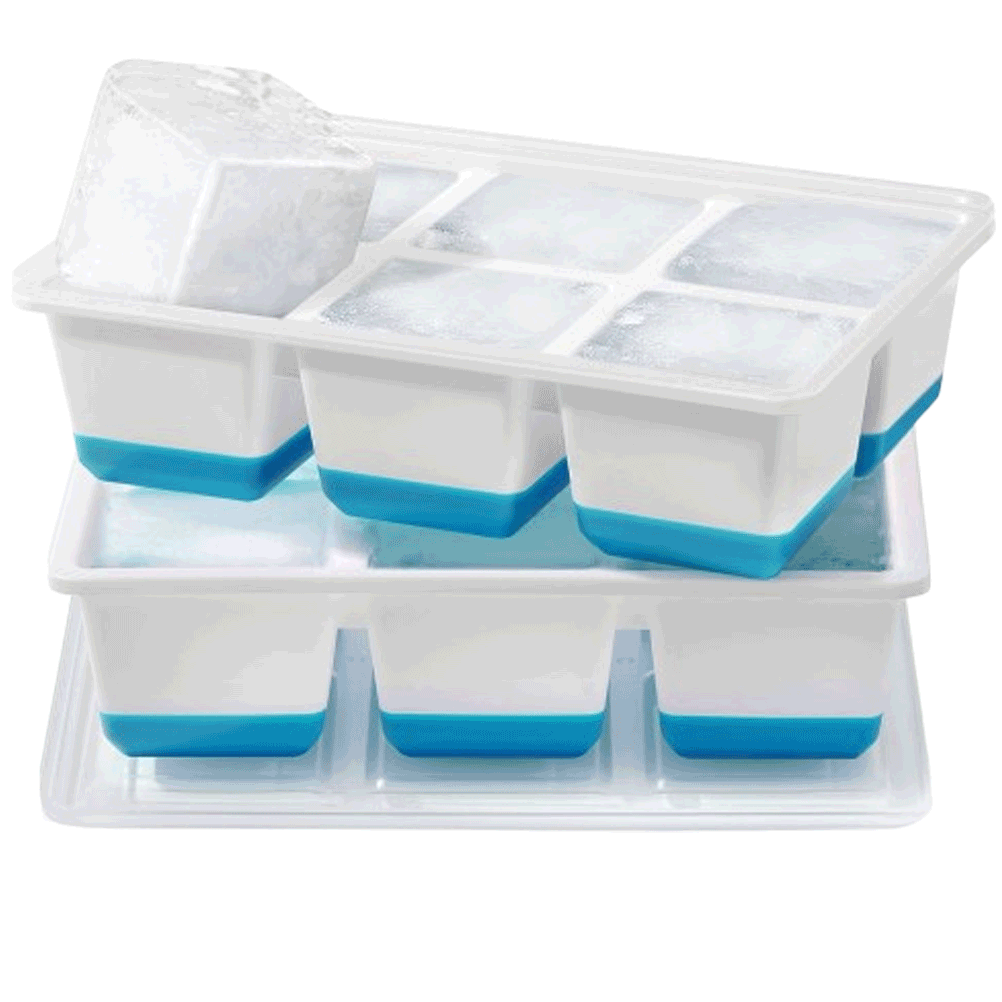 Large Ice Cube Trays (2-Pack) – Easy-Release 2.4″ Silicone Whiskey Ice Molds with Lid