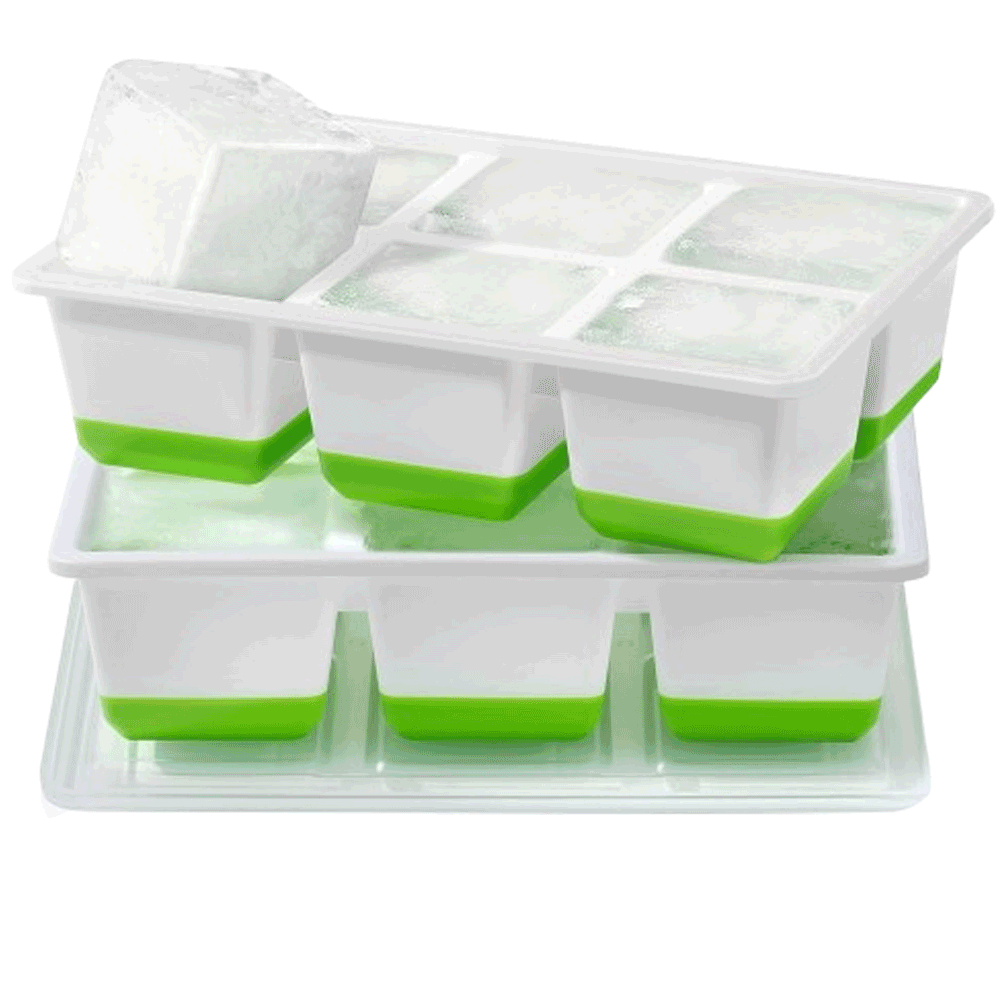 Large Ice Cube Trays (2-Pack) – Easy-Release 2.4″ Silicone Whiskey Ice Molds with Lid